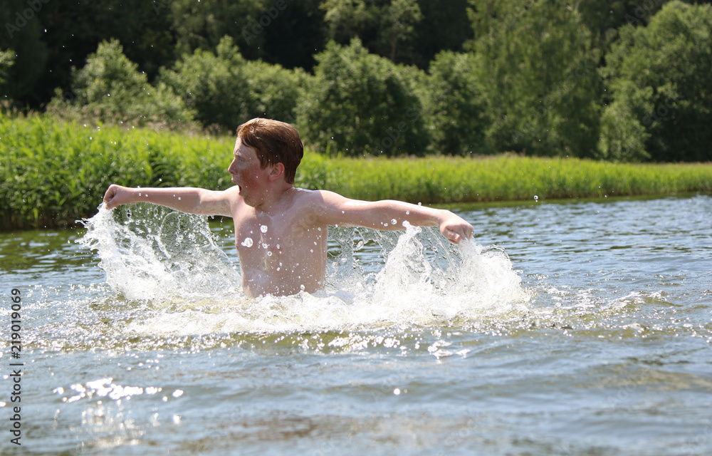 Boy play in water