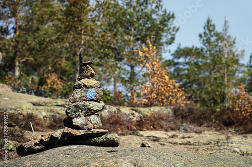 Stack of stones marking hik...