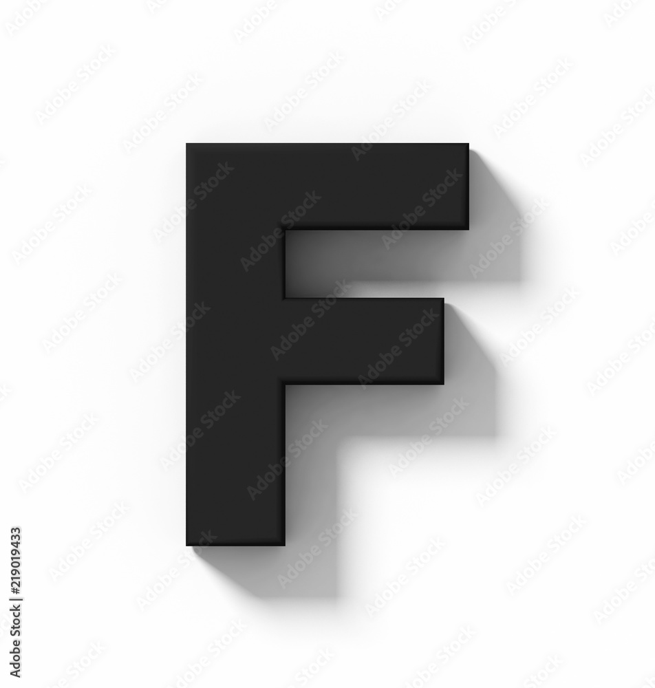 letter F 3D white isolated on white with shadow - orthogonal projection letter F 3D white isolated on white with shadow - orthogonal projection