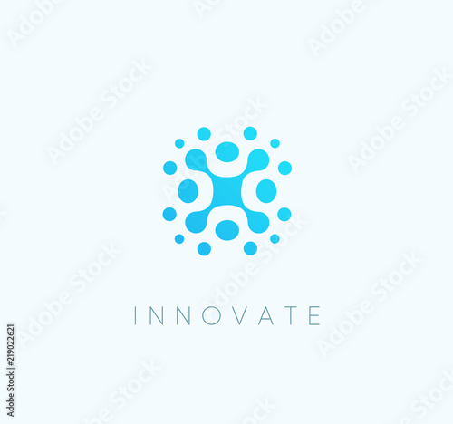 Innovate technology blue iccon, abstract technological vector logo template.