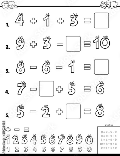 calculation educational worksheet for children