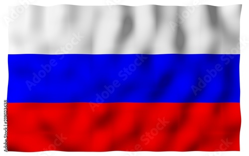 Waving flag of the Russian Federation. The National. State symbol of the Russia. 3D illustration