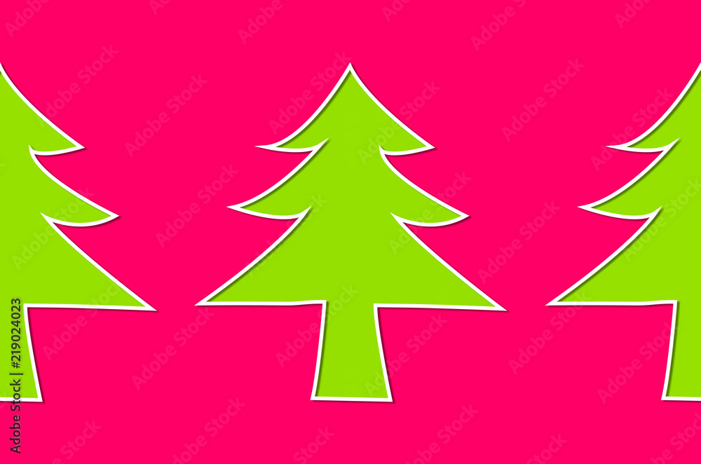 Fototapeta premium green 3d christmas trees on pink background