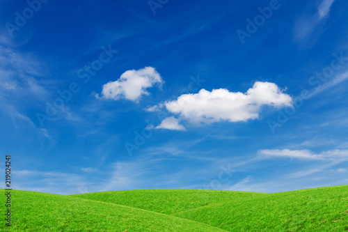 Green hills under a beautiful blue sky. Perfect as a banner.