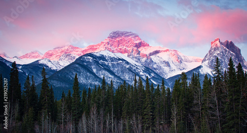 Mount Lougheed in Kananaskis, Alberta, Canada at Sunrise photo