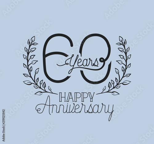 happy anniversary number sixty with wreath crownvector illustration design photo