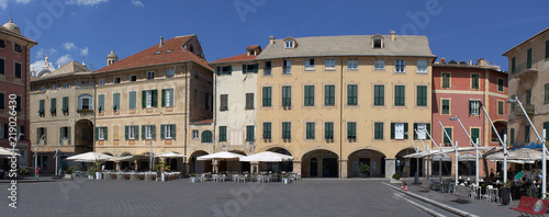 Finale Ligure, Piazza con Palazzi , Liguria, Italia, Square with Palaces in Finale Ligure, Liguria, Italy