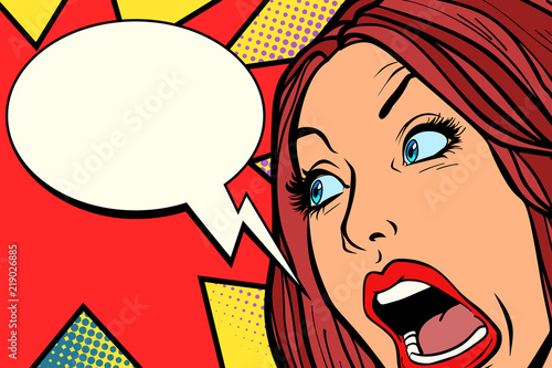 Woman screams. Fear and emotions