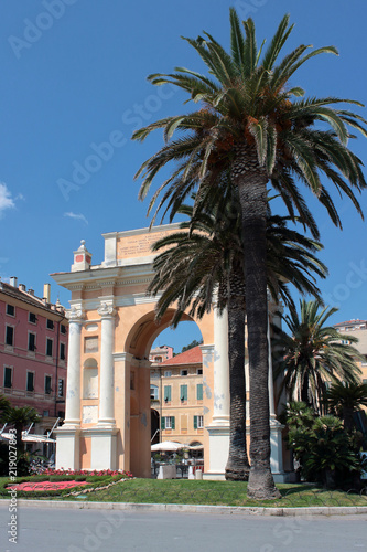 Finale Ligure  Arco e Palme  Liguria  Italia  Arch and Palms in Finale Ligure village in Liguria  Italy