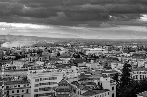 Cityscape of Granada, Spain, black and white image © vli86