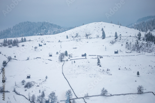 Panoramic view of Bucovina mountains in Romania