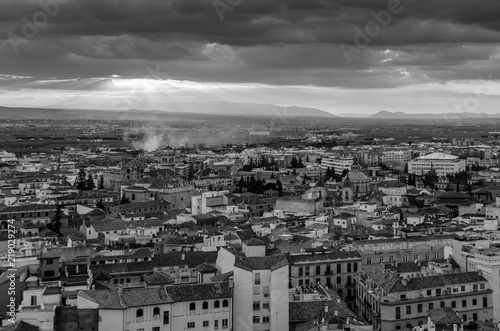 Cityscape of Granada, Spain, black and white image © vli86