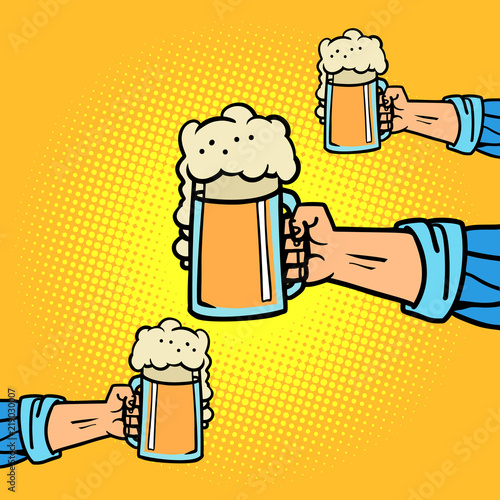hands with beer mugs
