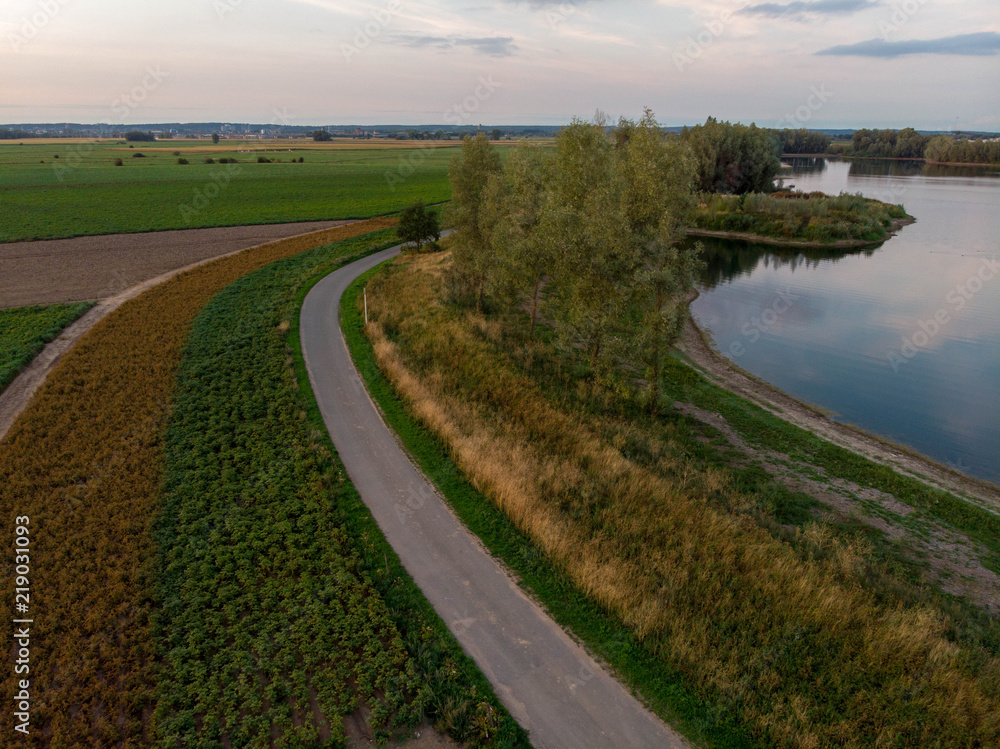 Aerial shot over Huissen, GLD - NL close to Arnhem