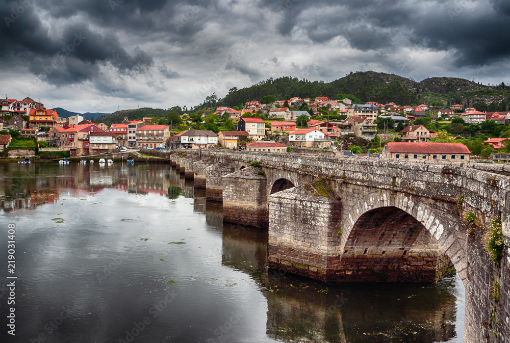 Historic Bridge in Northern Portugal on a Typical Cloudy Day