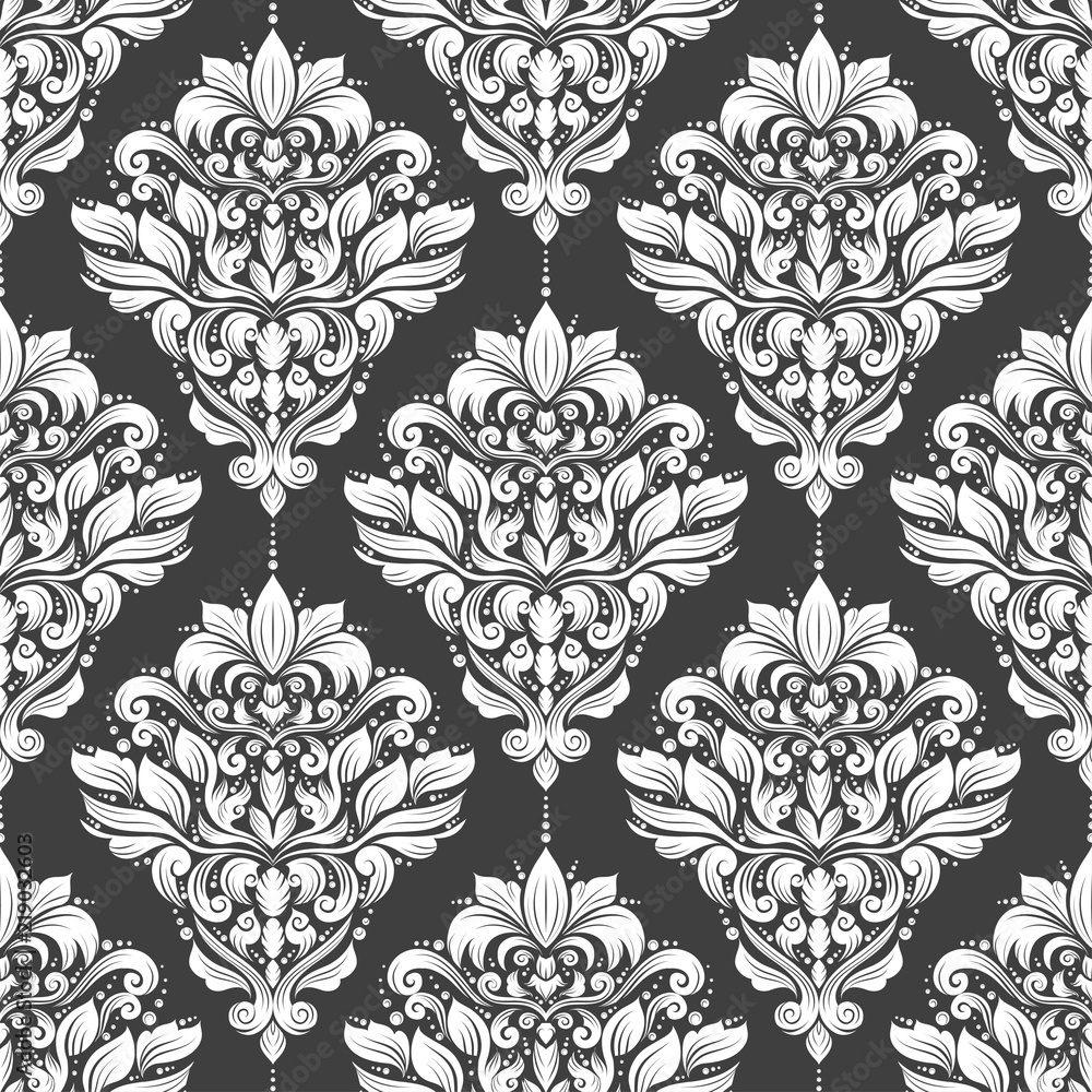 Beautiful Black and white floral seamless pattern. Vintage vector, paisley elements. Traditional,Turkish, Indian motifs. Great for fabric and textile, wallpaper, packaging or any desired idea.