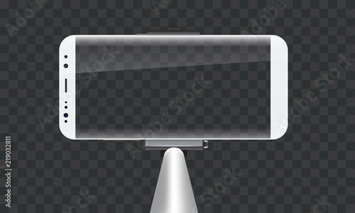 Monopod Selfie stick with empty smartphone screen for your design.