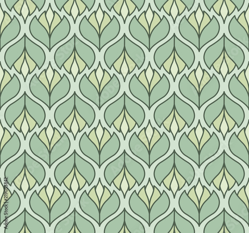 Abstract Decorative Tile. Geometric Ginkgo Seamless Pattern. Floral background.