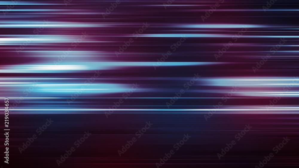 Glowing light stripes in motion over dark background. Luminous blurred lines moving fast. Flaring bright streaks. Abstract composition. 3d rendering