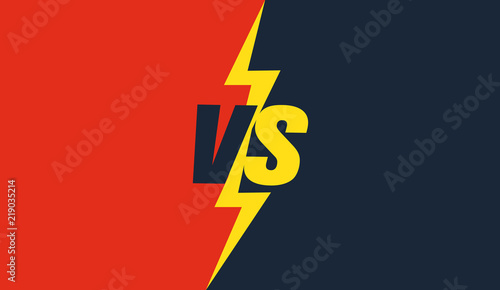 Versus screen design. Red and blue VS letters. Vector illustration