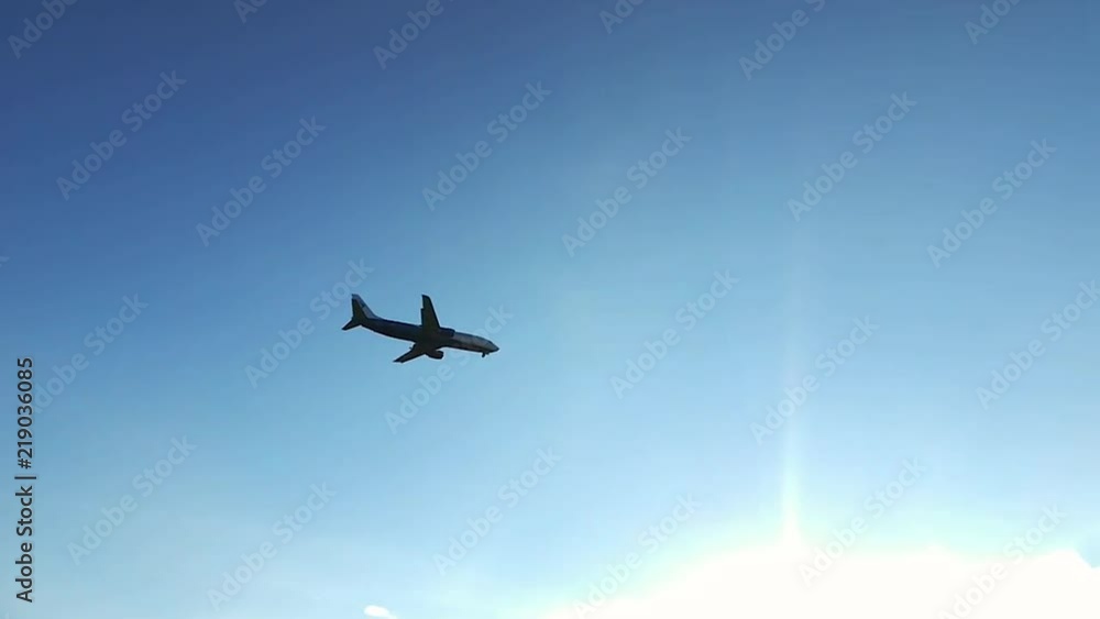 Airplane landing on the airport in Romania. Airplane taking off. Airplane landing on the airport in Romania. Airplane taking off.