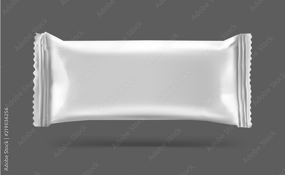 Realistic blank mockup of flow pack. Vector illustration on gray background, ready and simple to use for your design. Quickly allow you to present your idea or the finished product. EPS10. Realistic blank mockup of flow pack. Vector illustration on gray background, ready and simple to use for your design. Quickly allow you to present your idea or the finished product. EPS10.