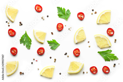 Fototapeta Naklejka Na Ścianę i Meble -  pattern of spices on white background
