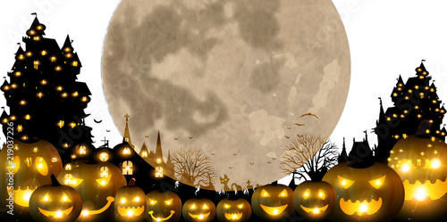 ハロウィン　秋　城　背景