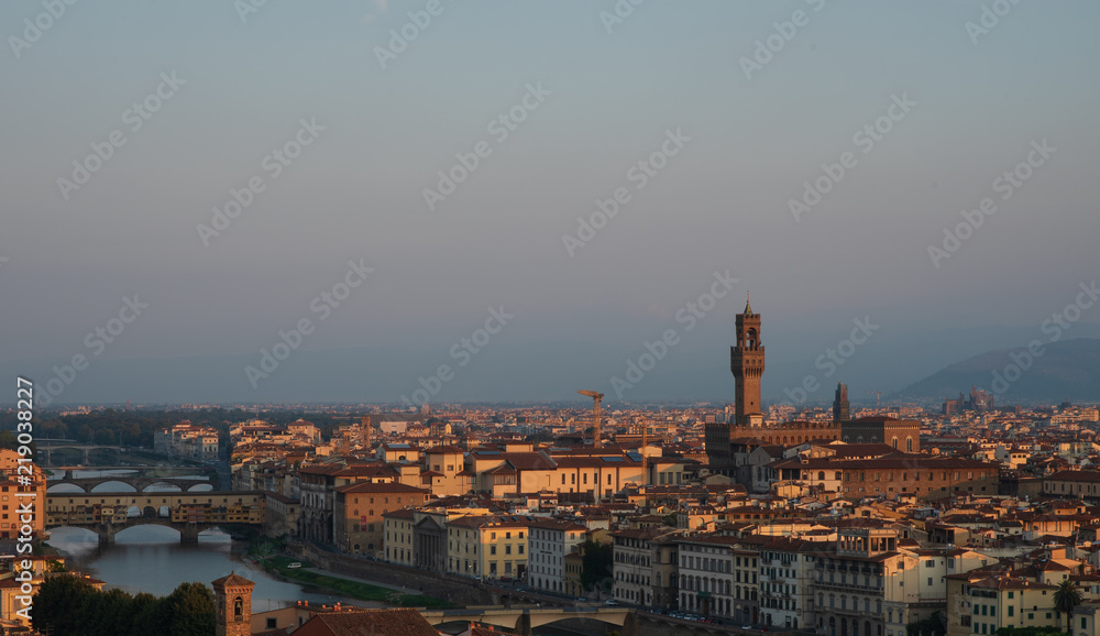View of the city of Florence early in the morning. View of the city of Florence early in the morning.