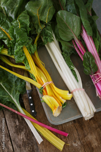 preparing fresh chard photo