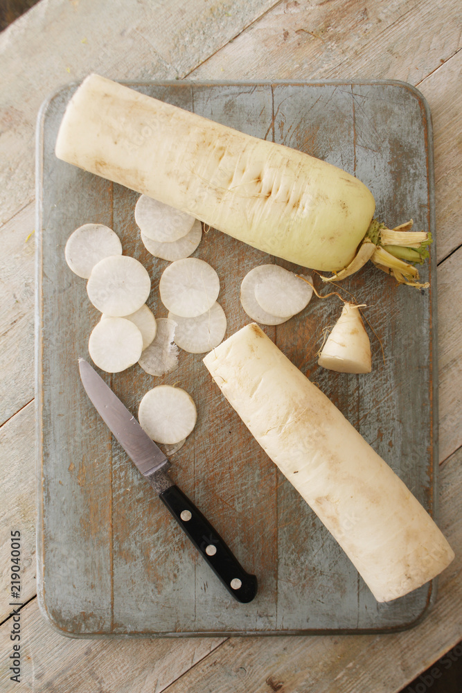 preparing fresh white raddish