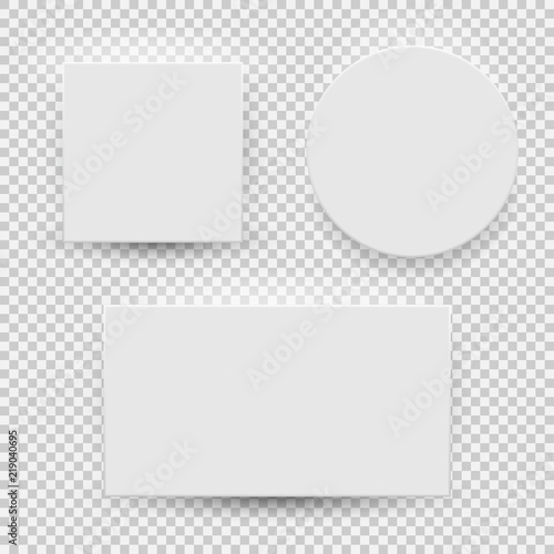 White blank model template top view with shadow isolated on transparent background. Vector Illustration