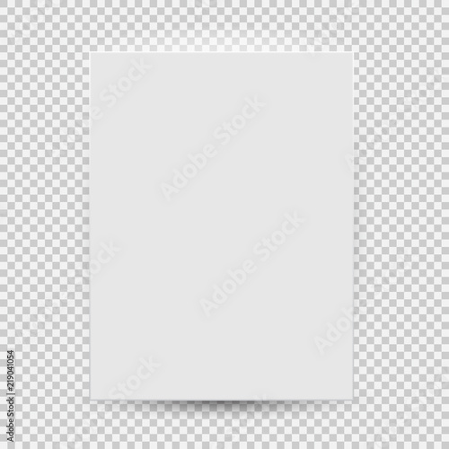 White blank model template top view with shadow isolated on transparent background. Vector Illustration