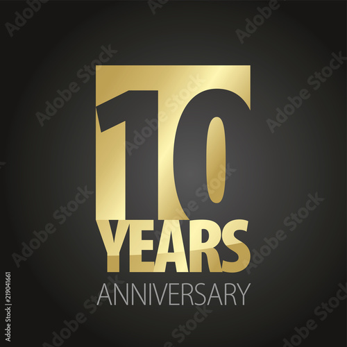 10 Years Anniversary gold black logo icon banner