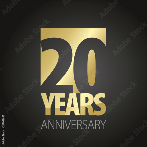 20 Years Anniversary gold black logo icon banner