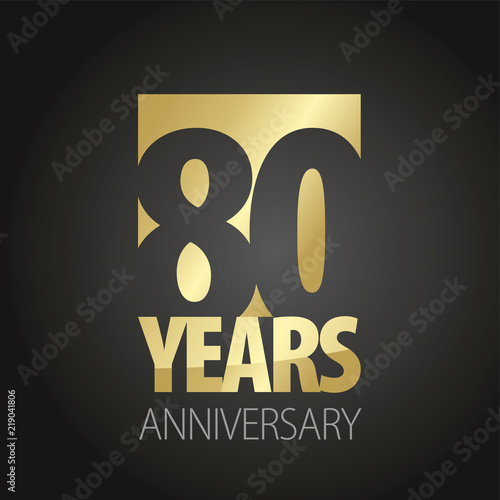 80 Years Anniversary gold black logo icon banner