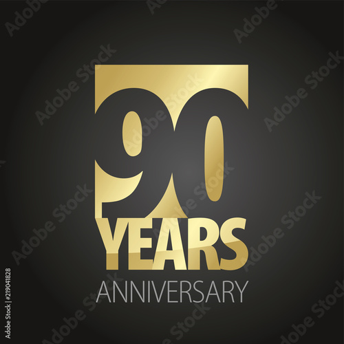 90 Years Anniversary gold black logo icon banner