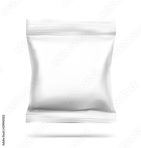 Food snack pillow bag on white background. Vector illustration. Can be use for template your design, promo, adv. EPS10.