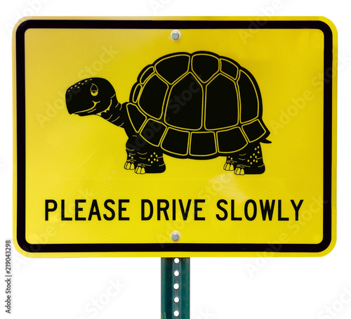 Isolated turtle crossing sign. photo