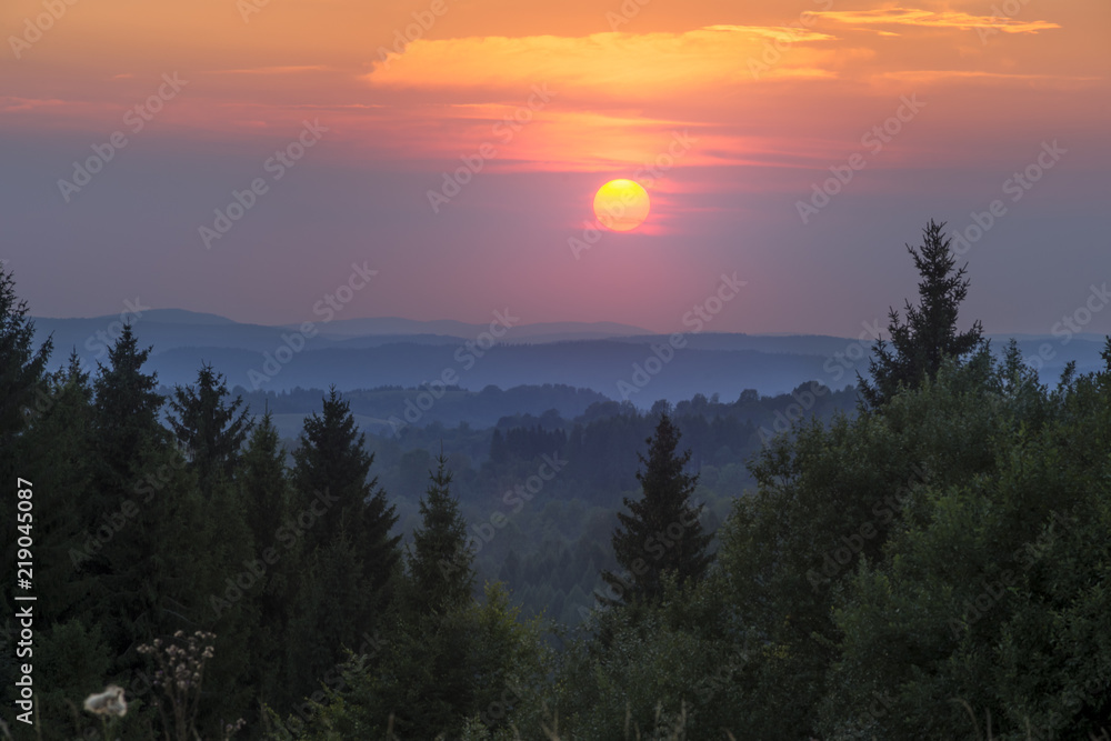 Zachód słońca w Bieszczadach