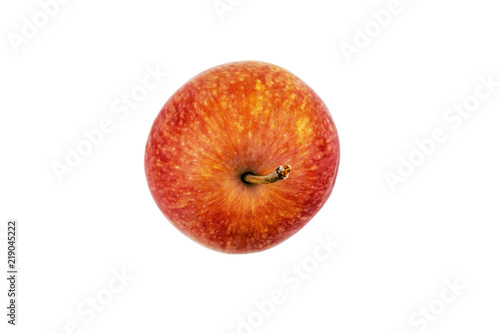 Red green apple isolated jn a white background. View from above. 