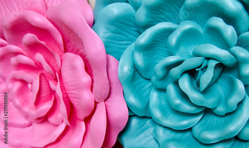 Turquoise and Pink Rose Petal Pattern 