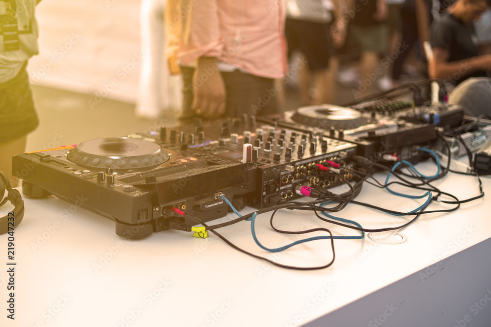 Naklejka premium new dj place setup outdoor on summer party