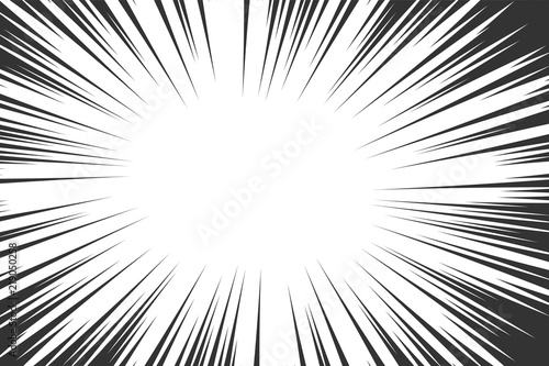 Comic book radial lines background. Manga speed frame. Explosion vector illustration. Star burst or sun rays abstract backdrop