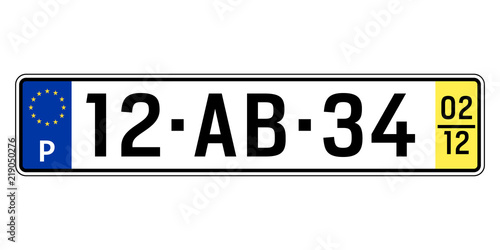 Portugal car plate. Vehicle registration number