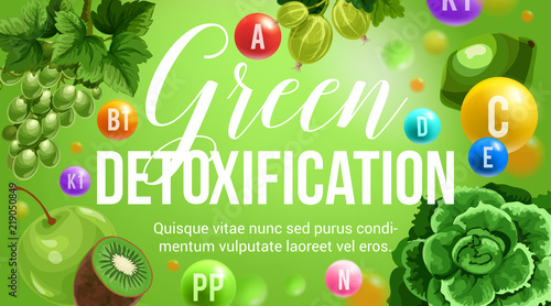 Green diet vector natural detoxification vitamins