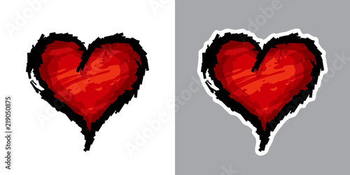 Stylized vector illustration of red heart. Variants for light and dark backgrounds.