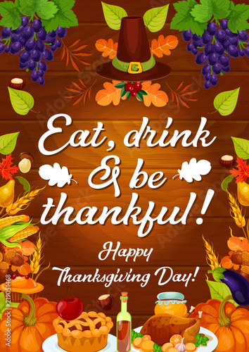 Thanksgiving autumn holiday vector harvest card