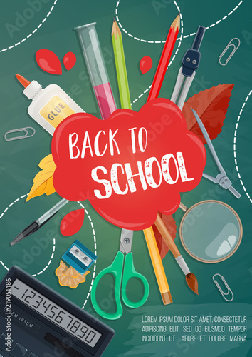 Back to school education season stationery poster