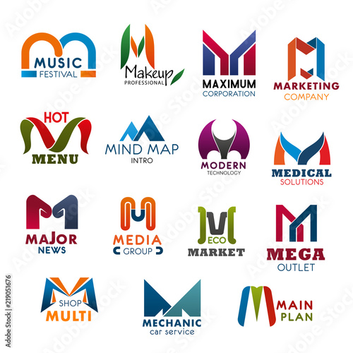 Letter M icons and symbols for business